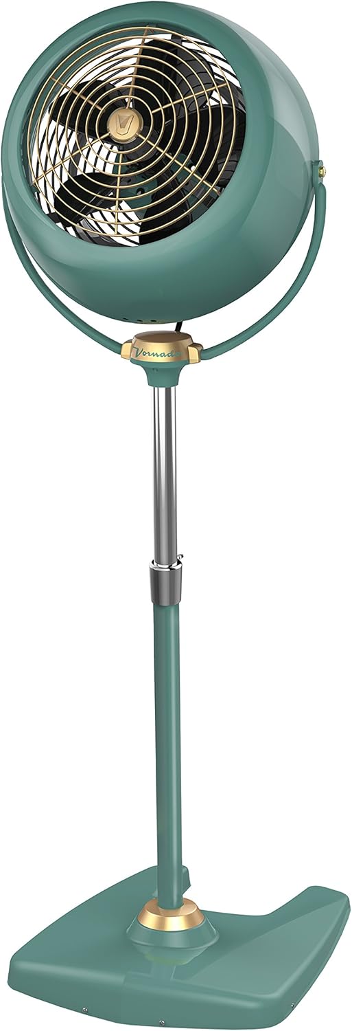 Vornado VFAN™ Sr. Pedestal Vintage Fan Retro Metal Standing Air Circulator for Cooling & Decor 3 Speeds, Adjustable Tilt Green