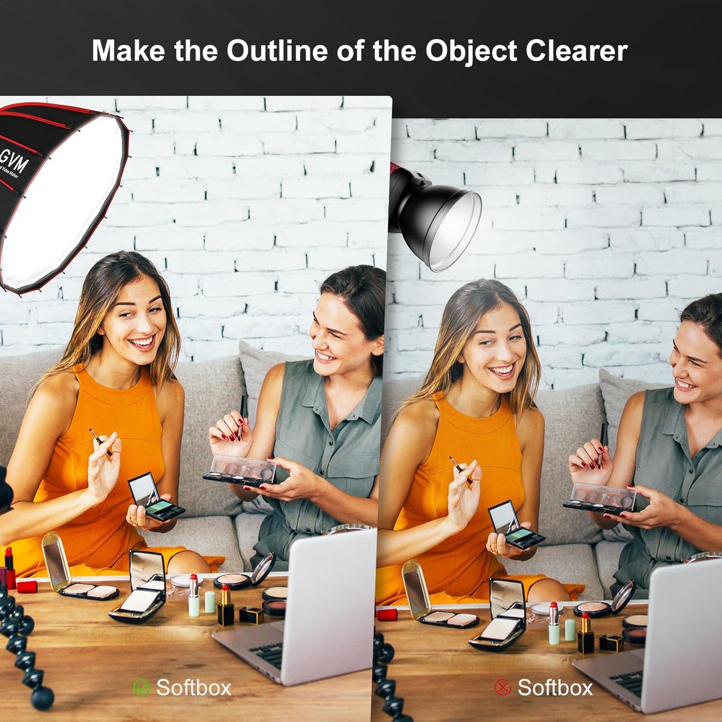 GVM 300W LED Video Light Kit with Softbox, CRI97+ Photography Lighting for Video Recording with Bowens Mount, 65000Lux/m Studio Lights with APP&DMX Control, 2700-6800K, 12 Scene Light