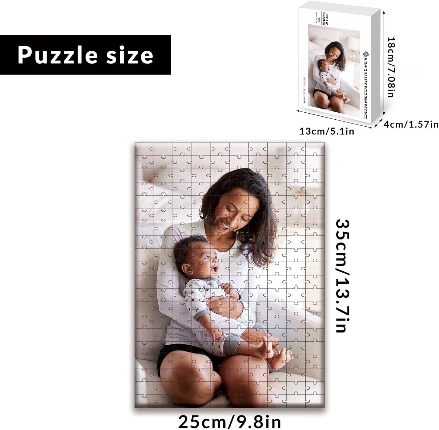 Custom Puzzle from Photos - Personalized 1000/500/300/200/120 Piece Jigsaw Puzzle for Adults & Kids, Unique Wooden Gift for Christmas, Wedding, Anniversary, Birthday