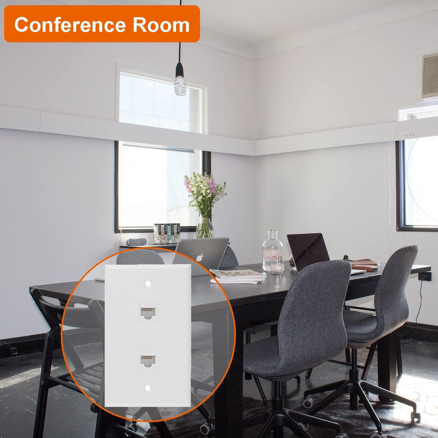 Ethernet Wall Plate, 2 Port Cat 6 RJ45 Keystone Female to Female Wall Plate Compatible with Cat7/6/6e/5/5e Ethernet Devices