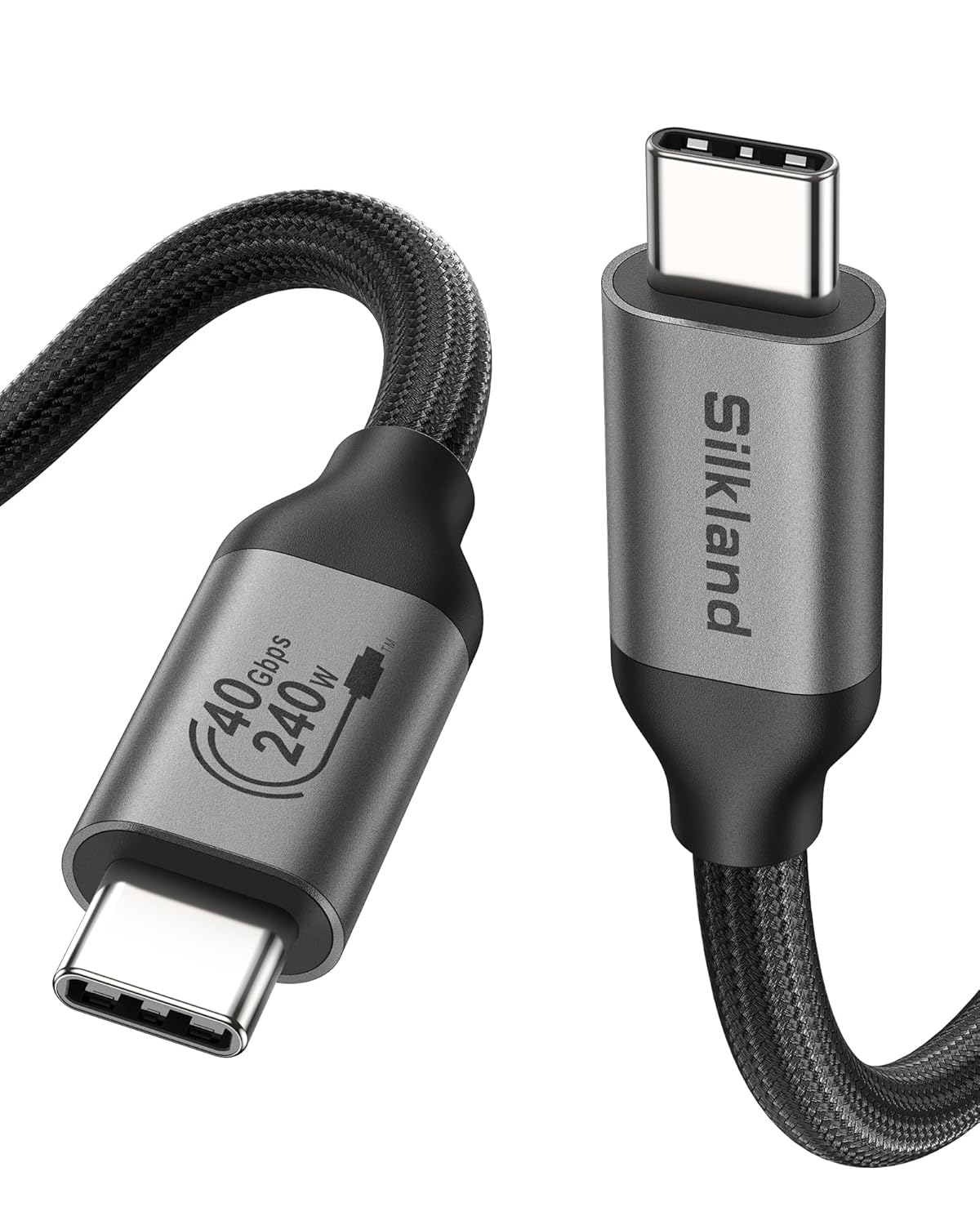 Silkland USB 4 for Long Thunderbolt 4 Cable 10FT/3M, 40Gbps Data Transfer, Supports 8K/5K@60Hz, 240W Charging PD 3.1,USB C Monitor Cable Compatible for Thunderbolt 3, Macbook, Monitor, Docking,SSD,XPS