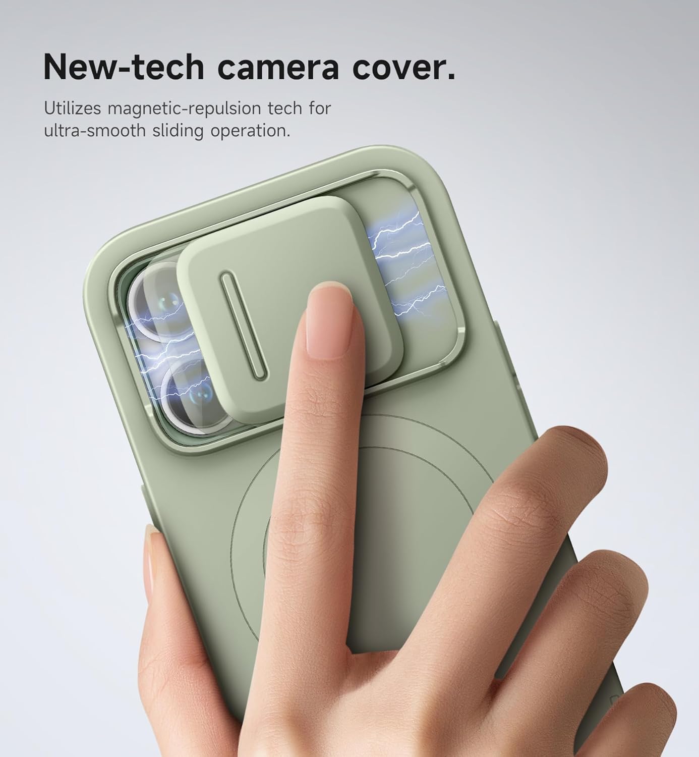 SURITCH for iPhone 14 Pro Case with Magnetic Camera Slide Cover and Adjustable Kickstand, Compatible with MagSafe, Shockproof Bumper Case Slim Protective Cover for iPhone 14 Pro 6.1 Inch, Green