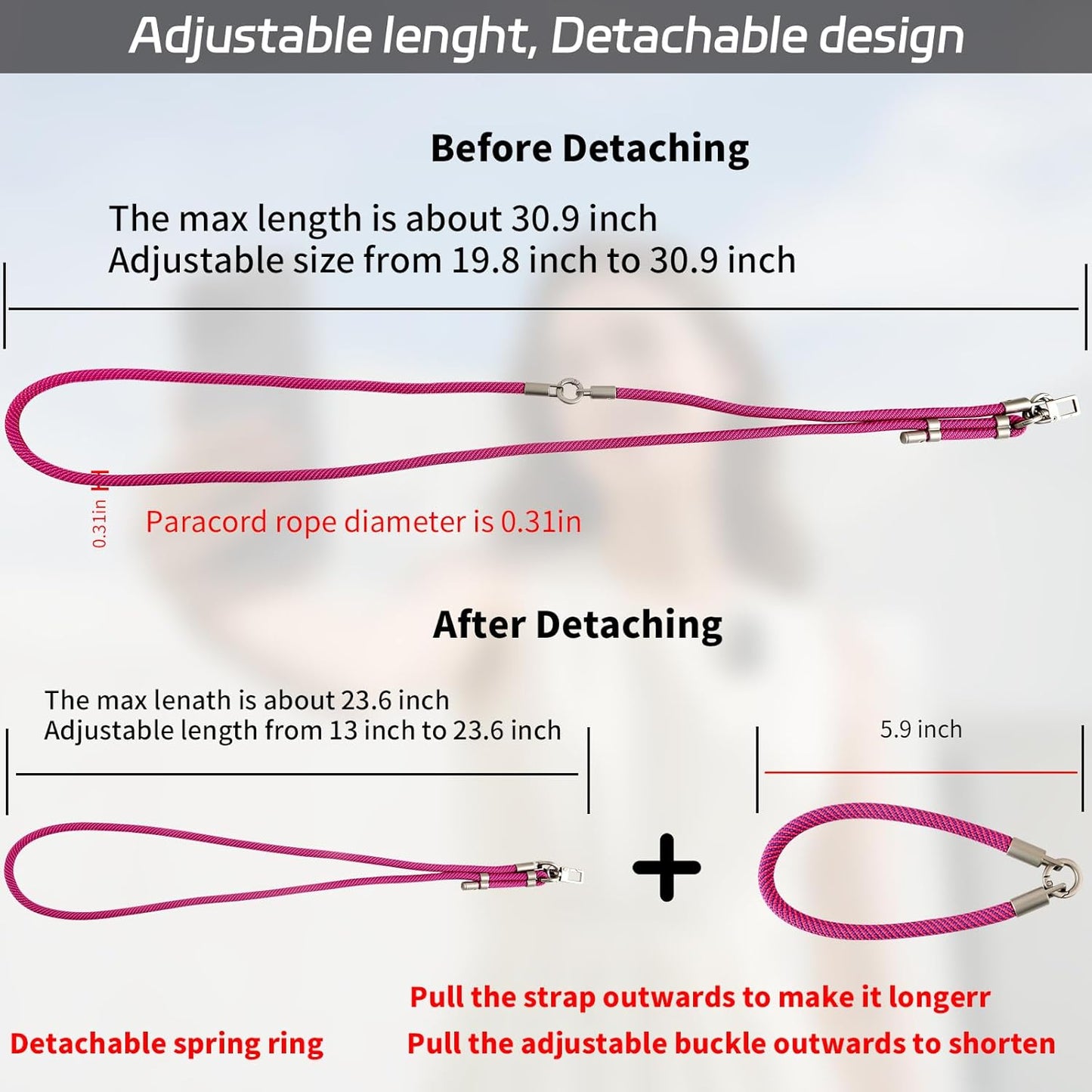 3-in-1 Adjustable Phone Lanyard Crossbody Cell Phone Neck Strap Universal Mobile Wrist Lanyard