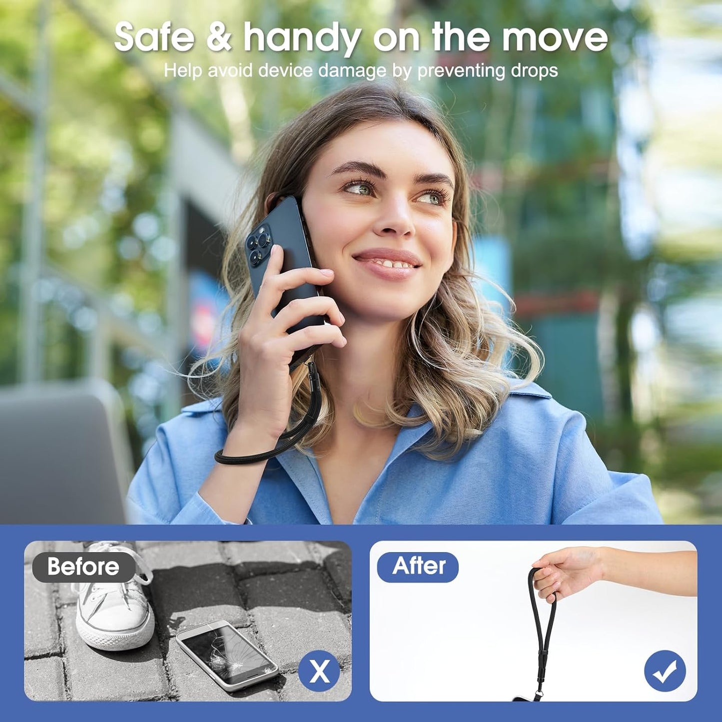 Phone Lanyard, 2 Pack Adjustable Cell Phone Lanyard Strap, Hand Wrist Strap Lanyard with Tether Tabs for Smartphones