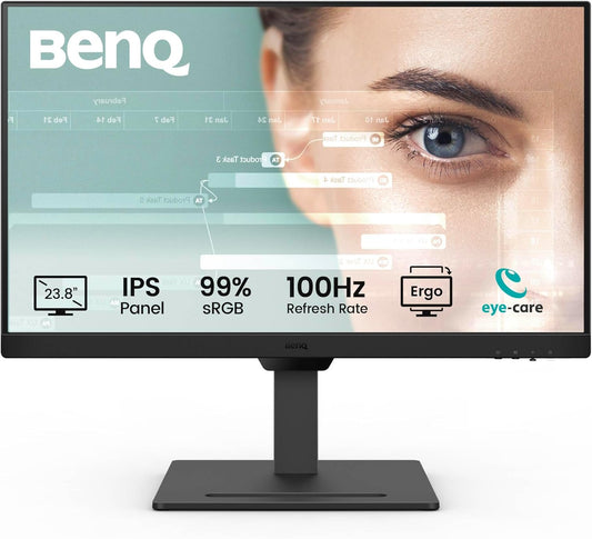 BenQ GW2490T 24" Monitor 100Hz FHD 1920x1080p | IPS | Vertical Monitor | Eye-Care | Thin Bezel | Height & Tilt Adjustable | DisplayPort | HDMI x2