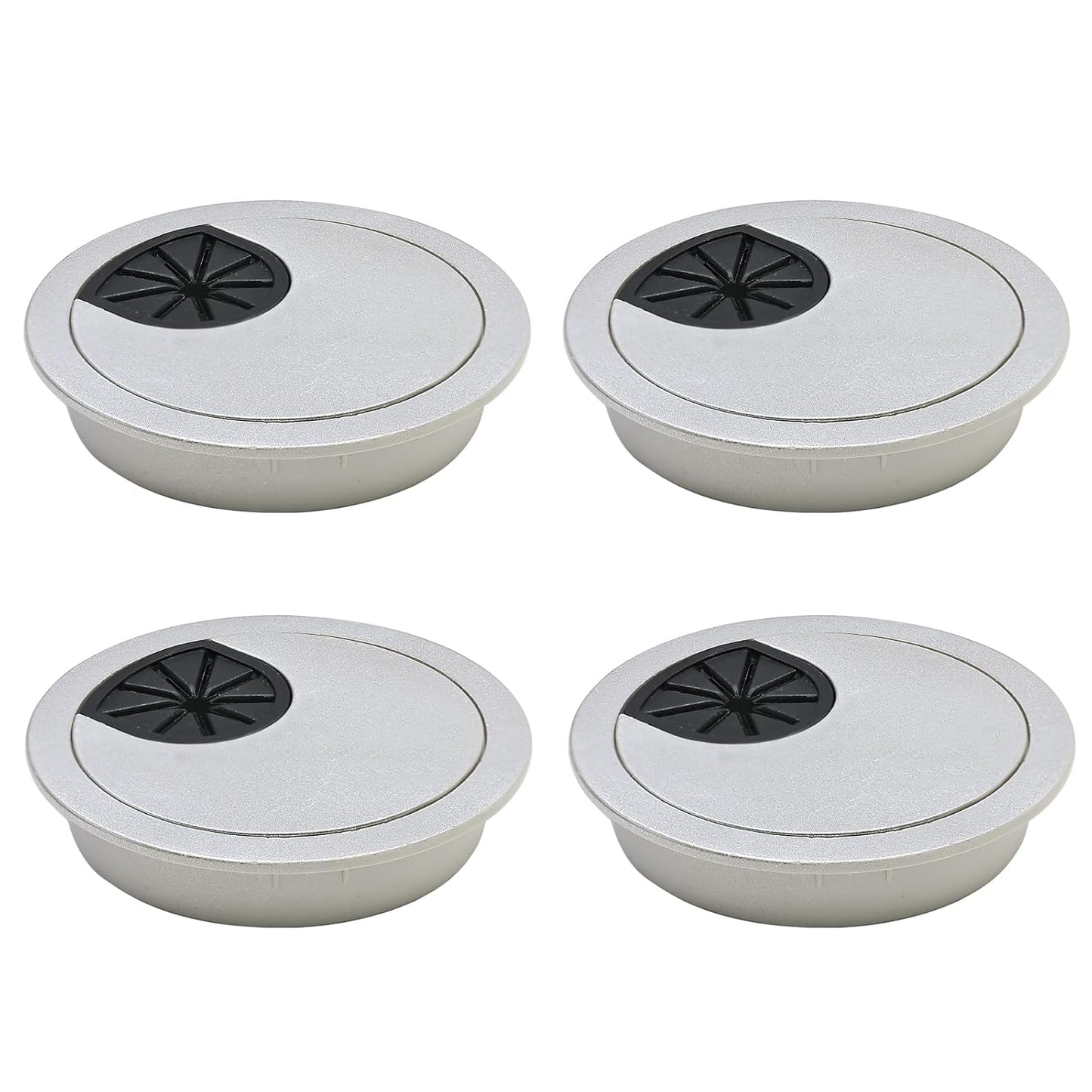 Desk Grommet 2-3/8" (60 mm), Desk Cord Hole Cover, Cable Grommet ABS Plastic, Desk Hole Grommet for Office and Home Table Cable, Detachable Cable Cord Organizer (Silver Sand 4 Pcs)