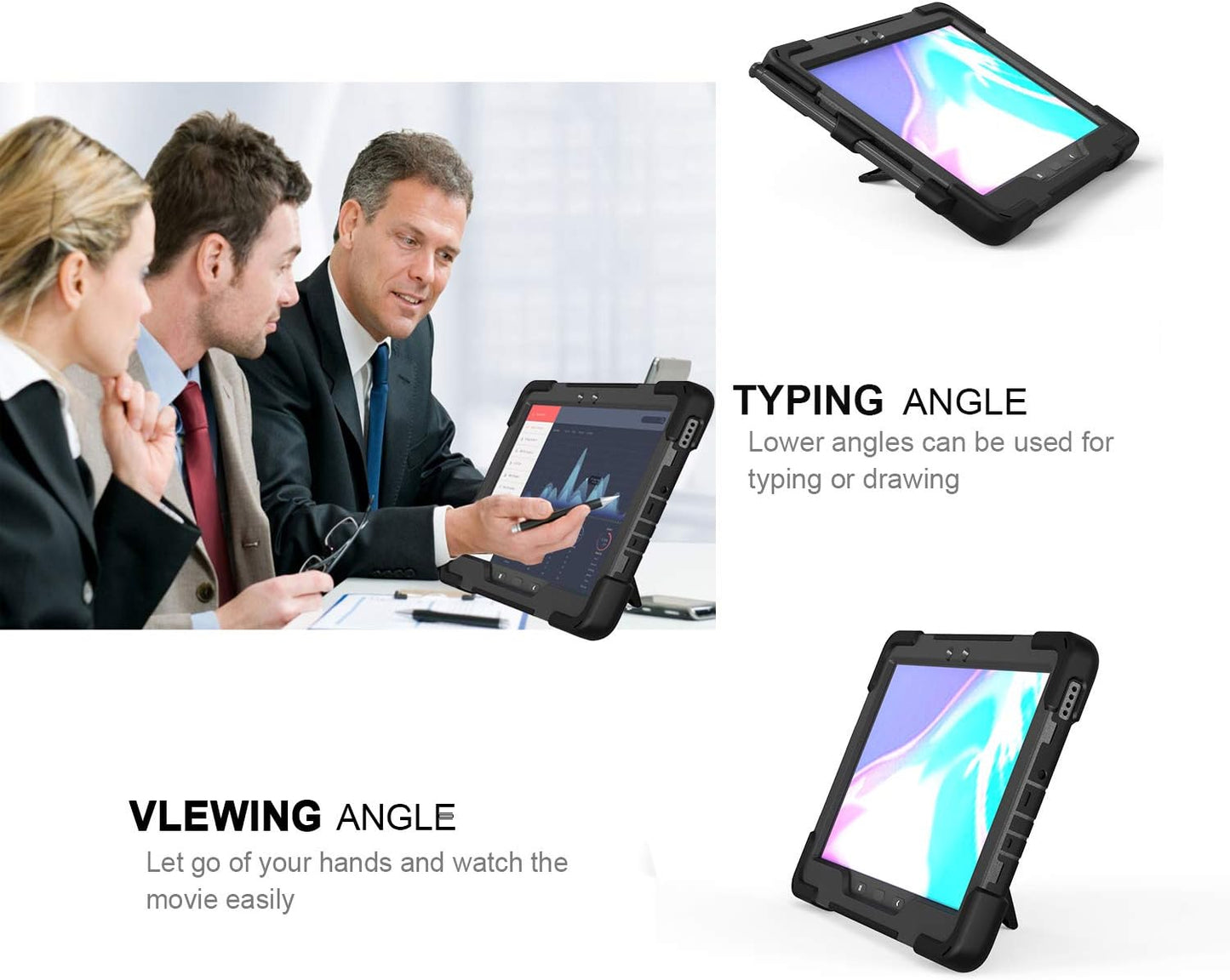 Samsung Galaxy Tab Active PRO 10.1 inch/Galaxy Tab Active4 PRO Case, Heavy Duty Rugged Shockproof Drop Protection Case with 360 Stand, Hand Strap & Shoulder Strap for SM-T540/T547/T630/T638 (Black)