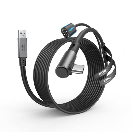 KIWI design Link Cable with Charging 16FT Compatible with Meta Quest 3s/3/2/ Pro/Pico 4 Accessories and PC/SteamVR, USB 3.0 to USB C Link Cable with 5Gbps Super Speed for Extended Gameplay, Black