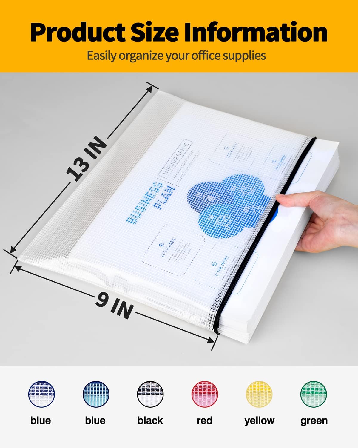 SUNEE Mesh Zipper Pouch 9x13 in (10 Colors, 30 Packs), Mesh Bags with Zipper for School Office Supplies, Puzzles & Games, Travel Accessories, Waterproof Zipper Pouches for Organizing