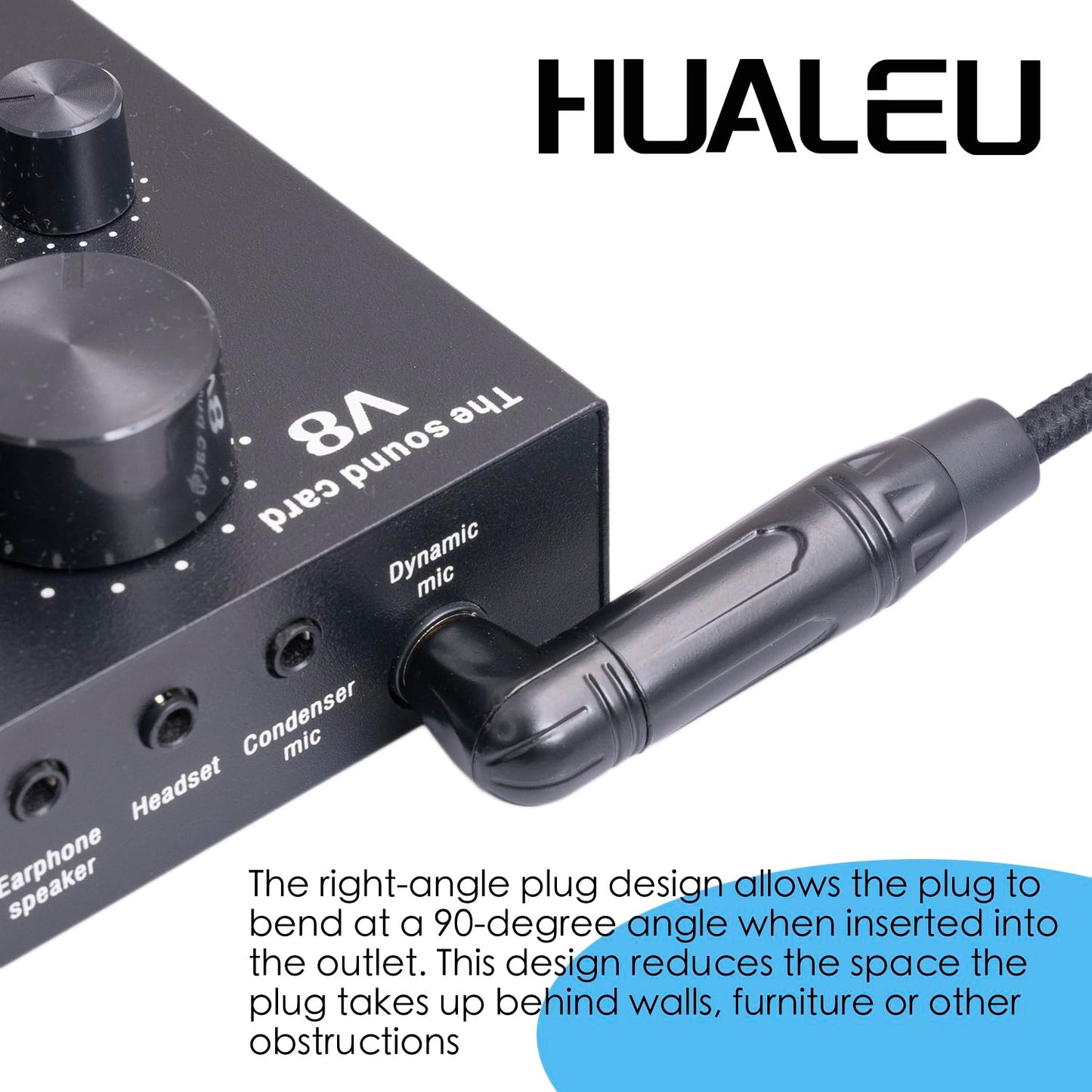 HUAELU 2Pack 3.3FT Right Angle 6.35mm TRS Stereo Male to Female Audio Cable,Right Angle 1/4 TRS Male to Female Stereo Headphone Guitar Extension Cable Cord for Amplifiers,Headphone