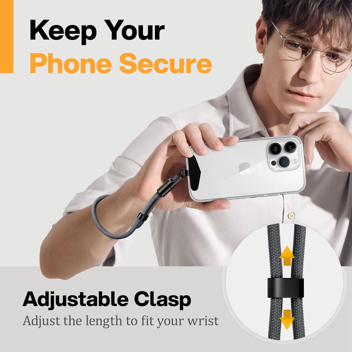 Kaptron Adjustable Phone Wrist Strap - Universal Cell Phone Lanyard Wrist Strap with Lanyard Patches