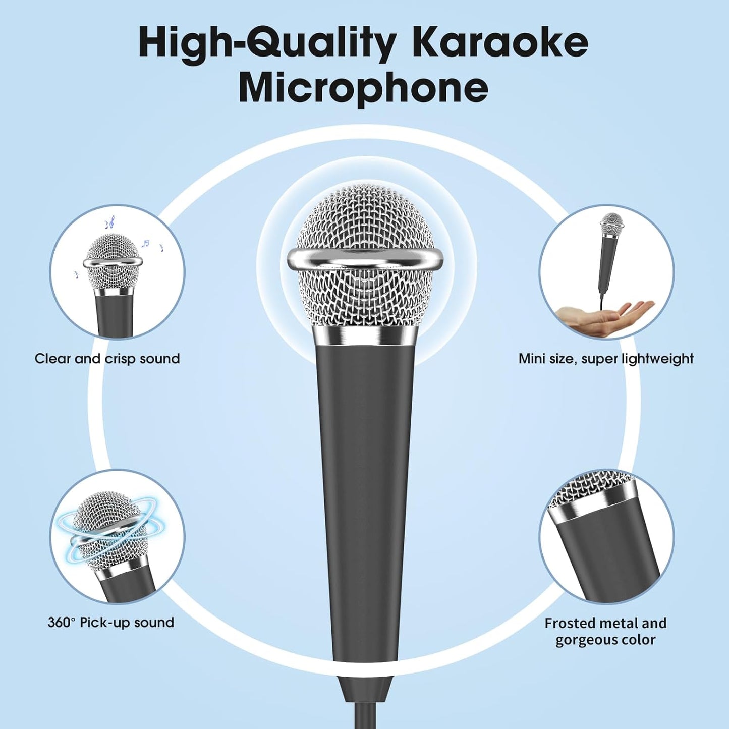 Mini Microphone for iPhone iPad Small ASMR Tiny Microphone for Voice Video Recording Singing, Vlogging, Podcasting YouTube (1 PCS Black)