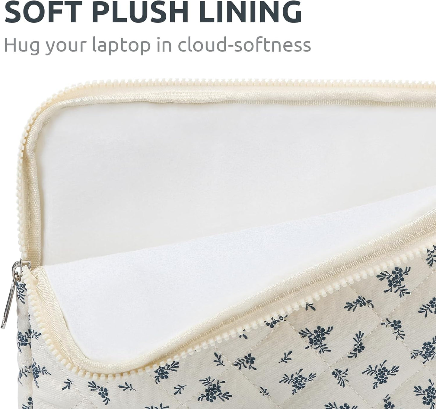 Puffy Laptop Sleeve 13-15.6 Inch Cute Quilted Laptop Protective Case Padded Floral Computer Sleeve for MacBook (A-Light Blue, 11 Inch)