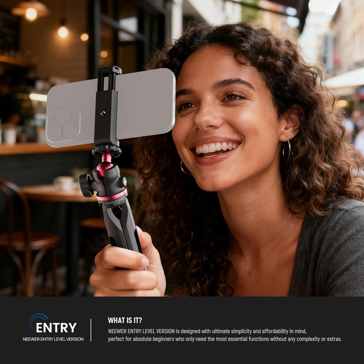 NEEWER Entry Level Version Mini Tripod for Camera, 360° Small Desk Portable DSLR Webcam Cell Phone Mount Holder Stand Selfie Stick Grip Compatible with iPhone Samsung Android Video Recording, GM-2G