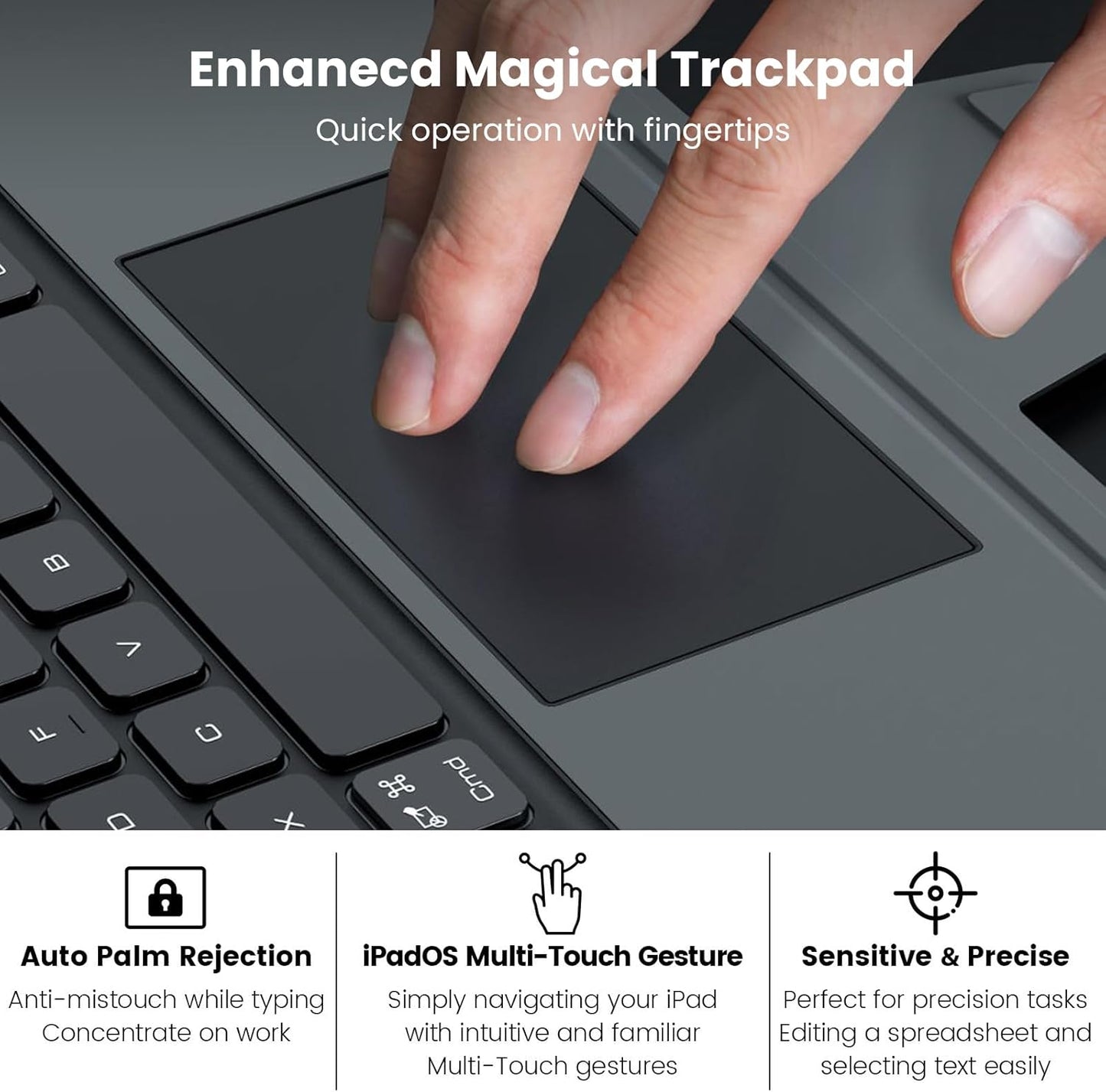 Nillkin Keyboard Case for iPad Air 13-inch (M3 2025/M2 2024), iPad Pro 12.9-inch (6th/5th/4th/3rd Gen) Rugged Case with Detachable Keyboard, Magic Trackpad, Portrait/Landscape Stand, Black