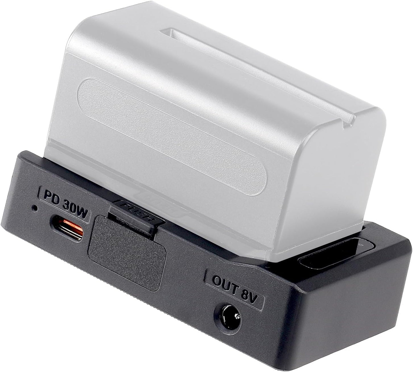 Foto4easy NP-F Battery Power Plate for NP-F970 NP-F960 NP-F770 NP-F550 NP-F570,DC 8V 12V USB-C Outputs 1/4" Cold Shoe Mount