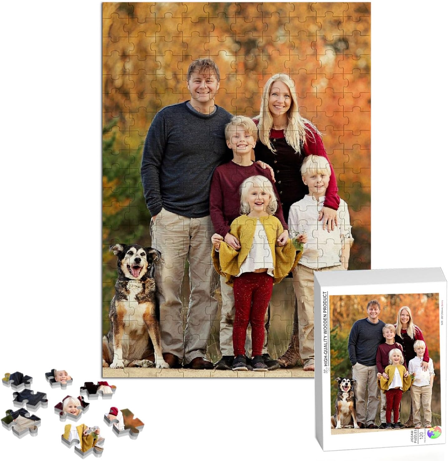 Custom Puzzle, Personalized Puzzle for Photos, Customized Puzzle 120/200/300/500/1000/1500 Pieces for Family, Christmas, Pet, Birthday, Wedding Gift