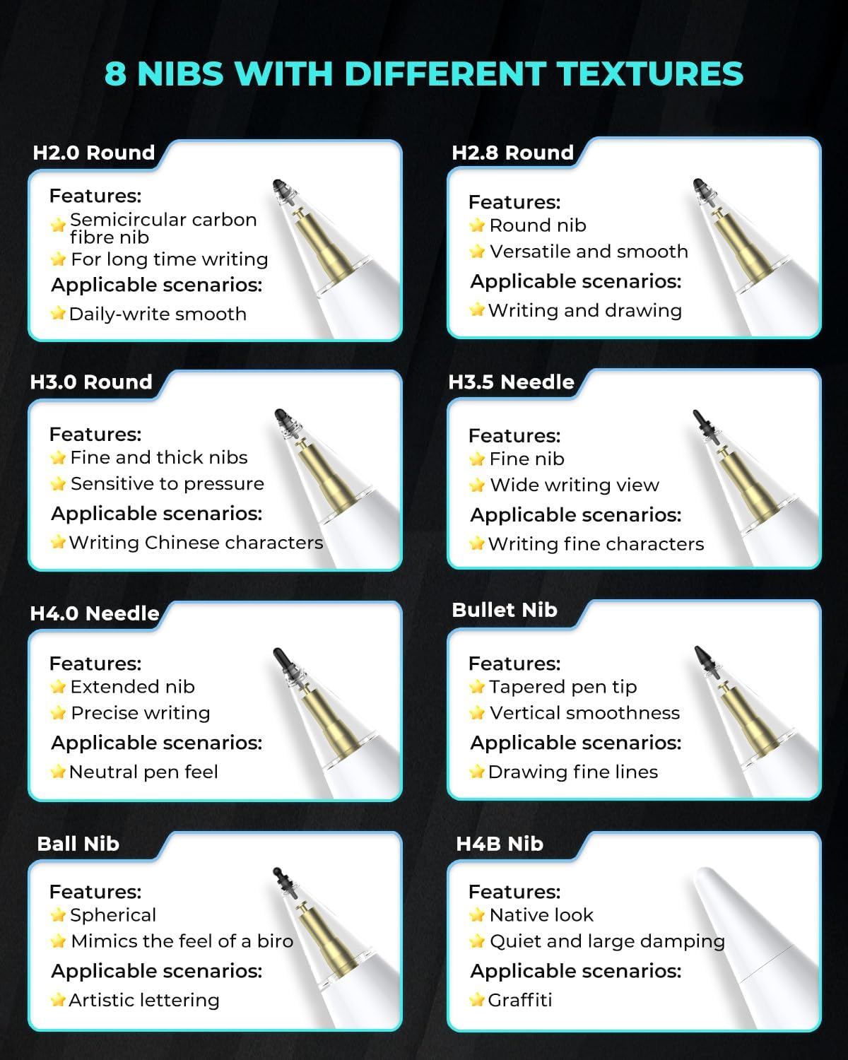 8-Pack Carbon Fiber Replacement Tips for Apple Pencil Pro/2nd/1st Gen/USB-C, Upgraded Nibs for Bare Screen & Tempered Glass with Storage Case - Pink