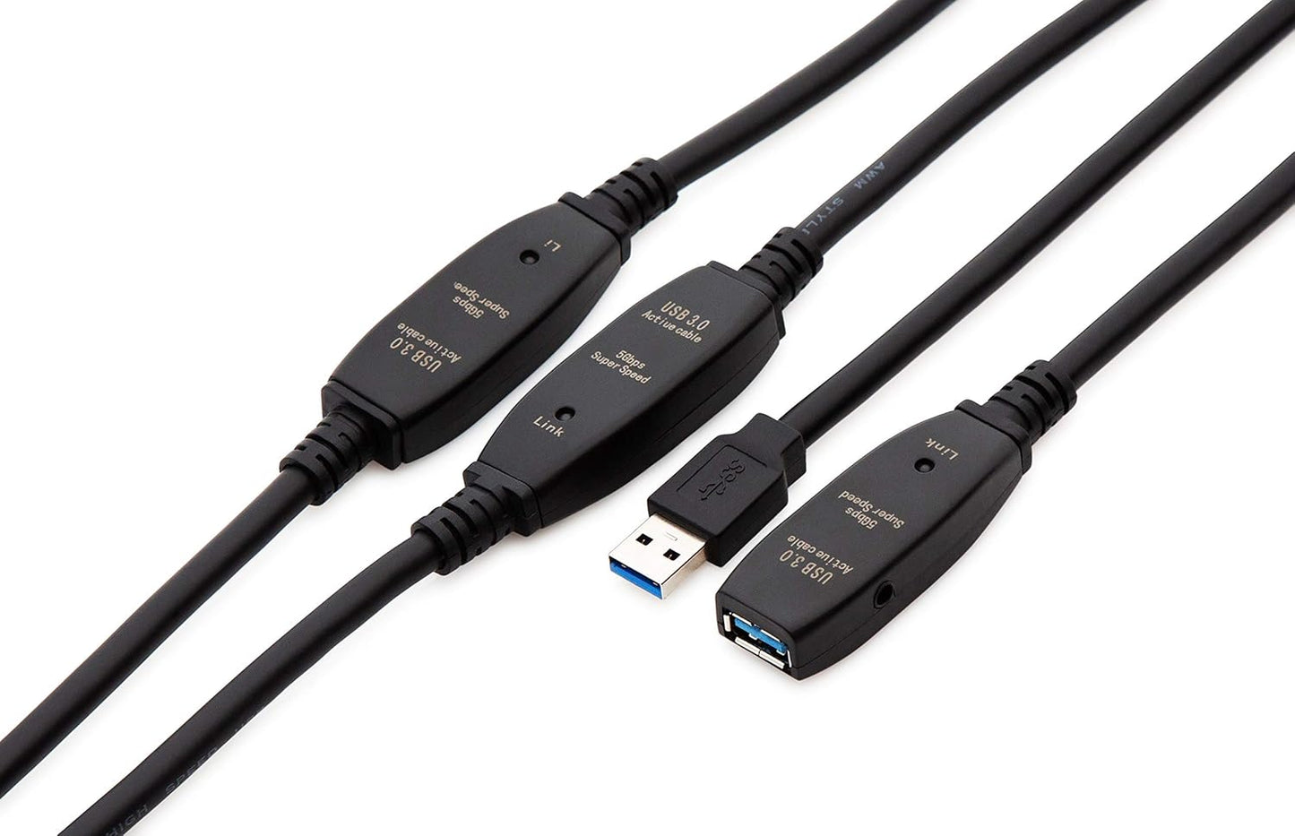 100 Feet Active USB Extension Cable 3.0 Male to Female with 3 Extension chipsets Signal Booster - Repeater Cord 30 Meters / 100 Feet (AC Power Supply Included)