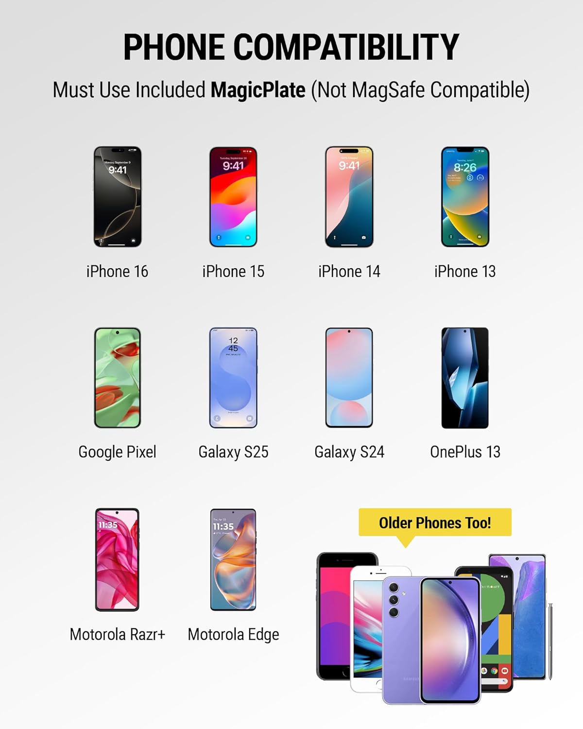 Scosche MagicMount Replacement Metal Plate Kit, Large Metal Plates with Strong Adhesive for Car Magnet Phone Mount Magnetic Cell Phone Holder, Universal Fit with All Devices and Cases, Black, 2-Pack