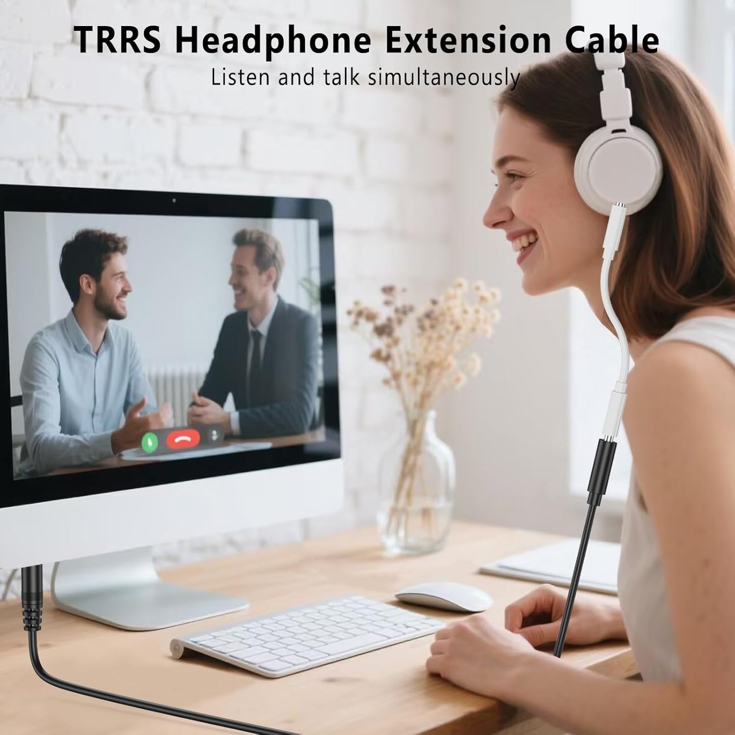 Amzpas Headphone Extension Cable, 4 Pole TRRS 3.5mm Extension Audio Cord Male to Female Stereo Audio Cable for Headset, iPhone, iPad, Smartphones, Tablets, Media Players and More (9.8ft)