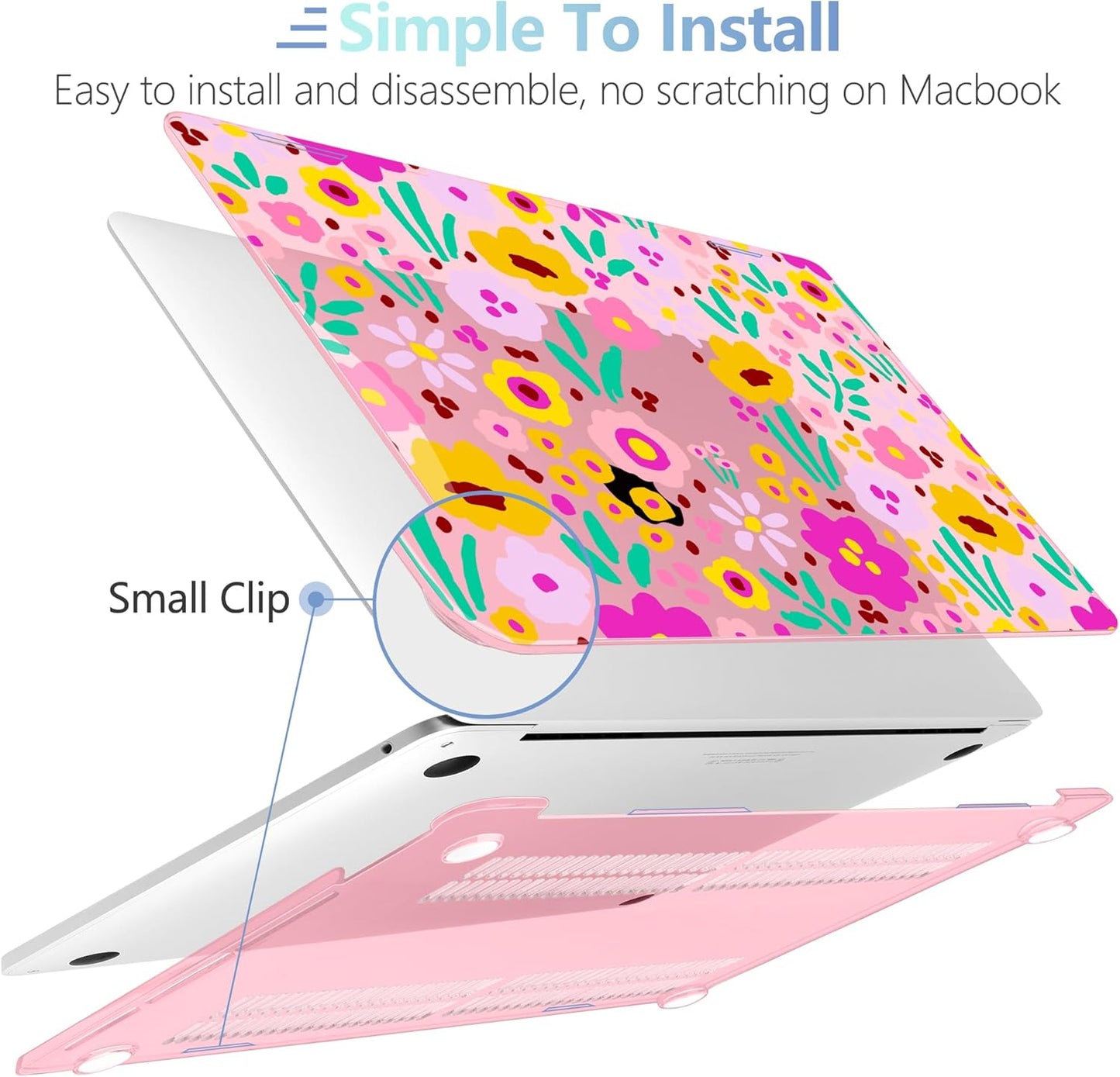 MEEgoodo Case for MacBook Pro 13 inch Case 2022 2021 2020 New A2338 M2/M1 A2251 A2289, Laptop Hard Shell with Keyboard & Camera Cover Compatible with 13 inch MacBook Pro, Pink Lilac Flowers