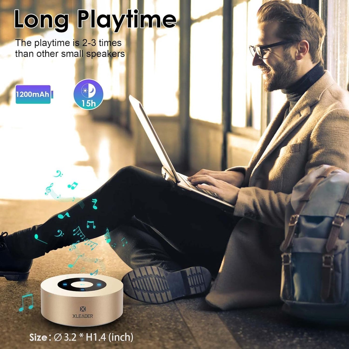 XLeader Small Bluetooth Speaker (Gift Box Packed) Portable Speakers Bluetooth Wireless with Micro SD,Mic, Aux input, Touch Design, Deep Bass, 12H Playtime, Little speaker for Phone Laptop PC Car, Gold