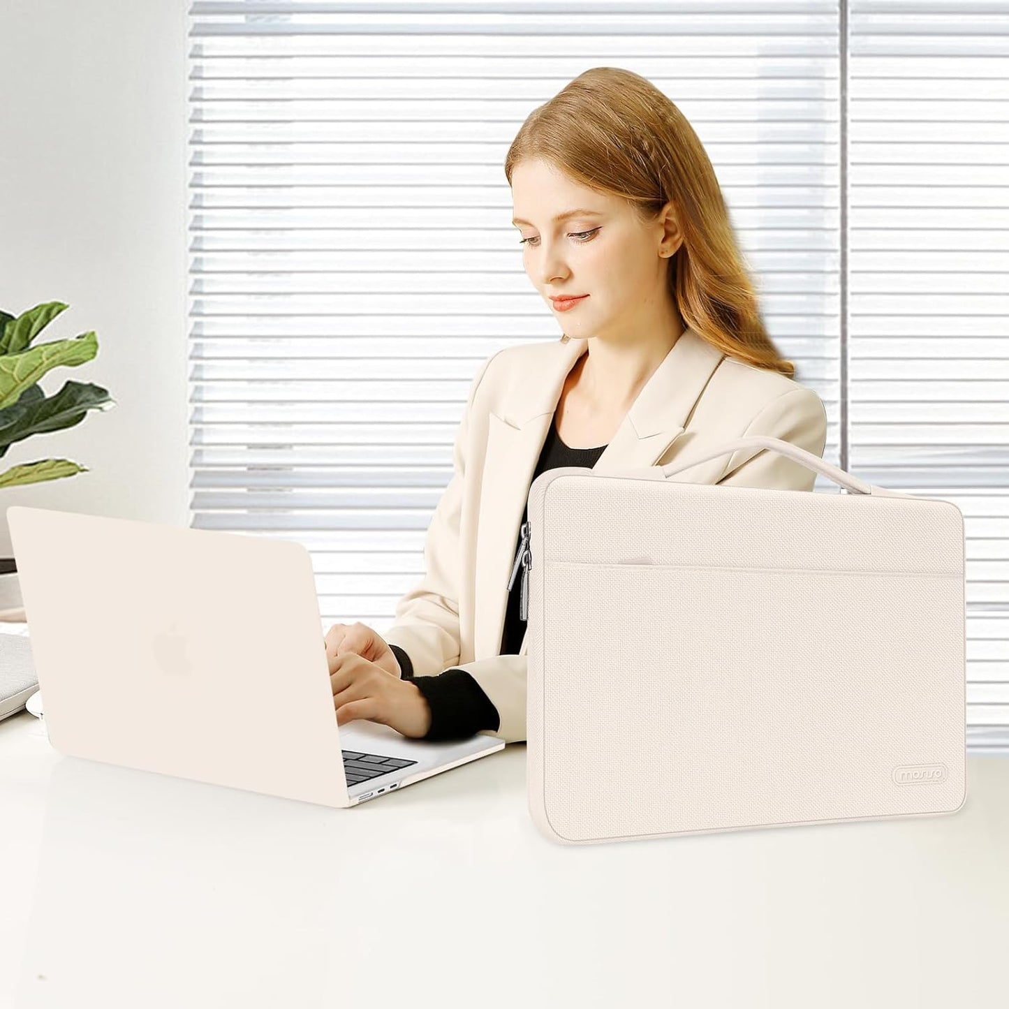 MOSISO Compatible with MacBook Air 13 inch Case 2025 2024 2023 2022 M4 A3240 M3 A3113 M2 A2681, Hard Shell&Sleeve Bag&Keyboard Skin&Webcam Cover&Screen Film for MacBook Air 13.6 inch, Beige