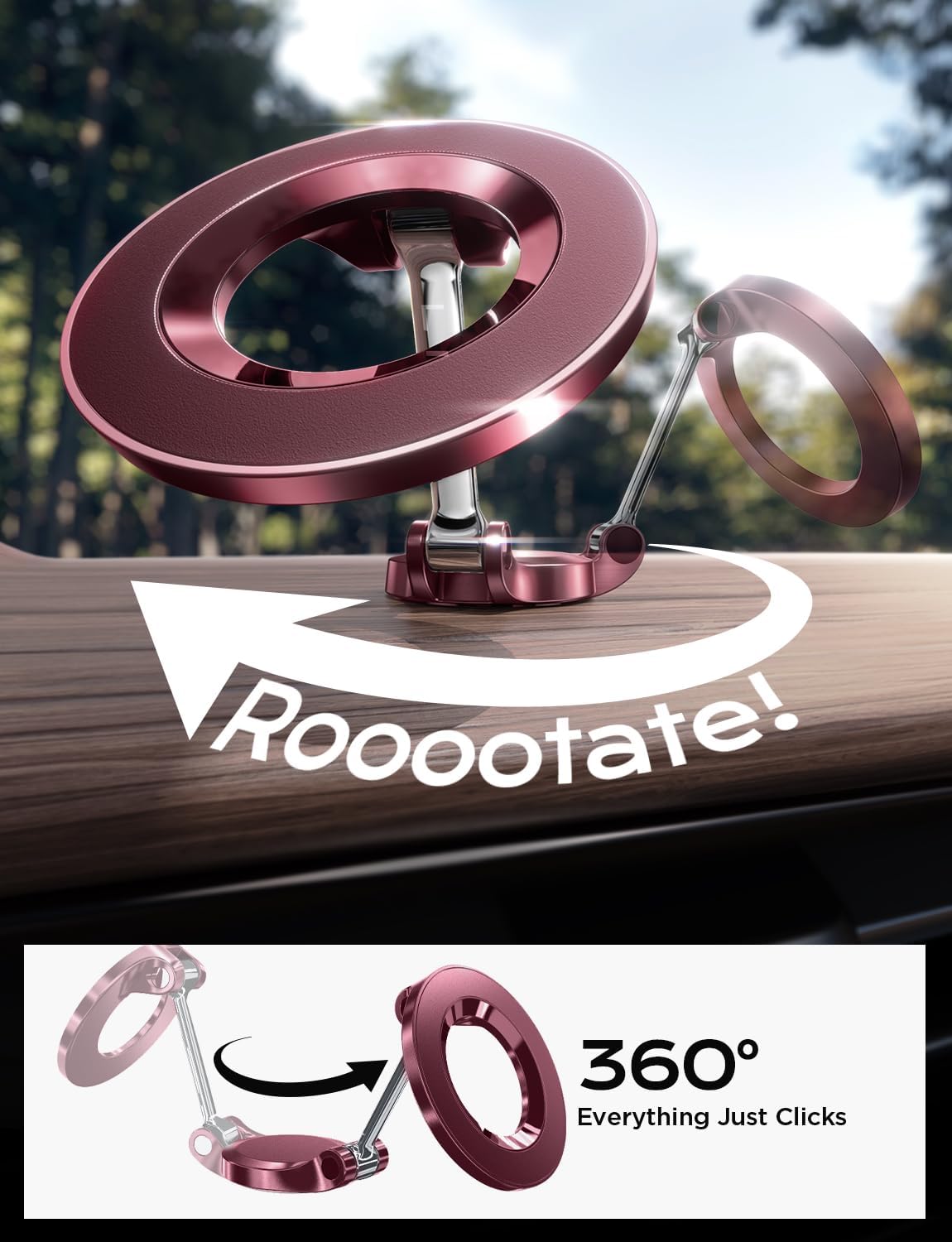 LISEN for Magsafe Car Mount, Ultra Magnetic Dashboard Phone Holder, Car Accessories for iPhone 16 Pro Max,Gifts for Men Women Him Her, Fit for iPhone16 Pro/Pro Max 15 14 13 12, Velvet Rouge