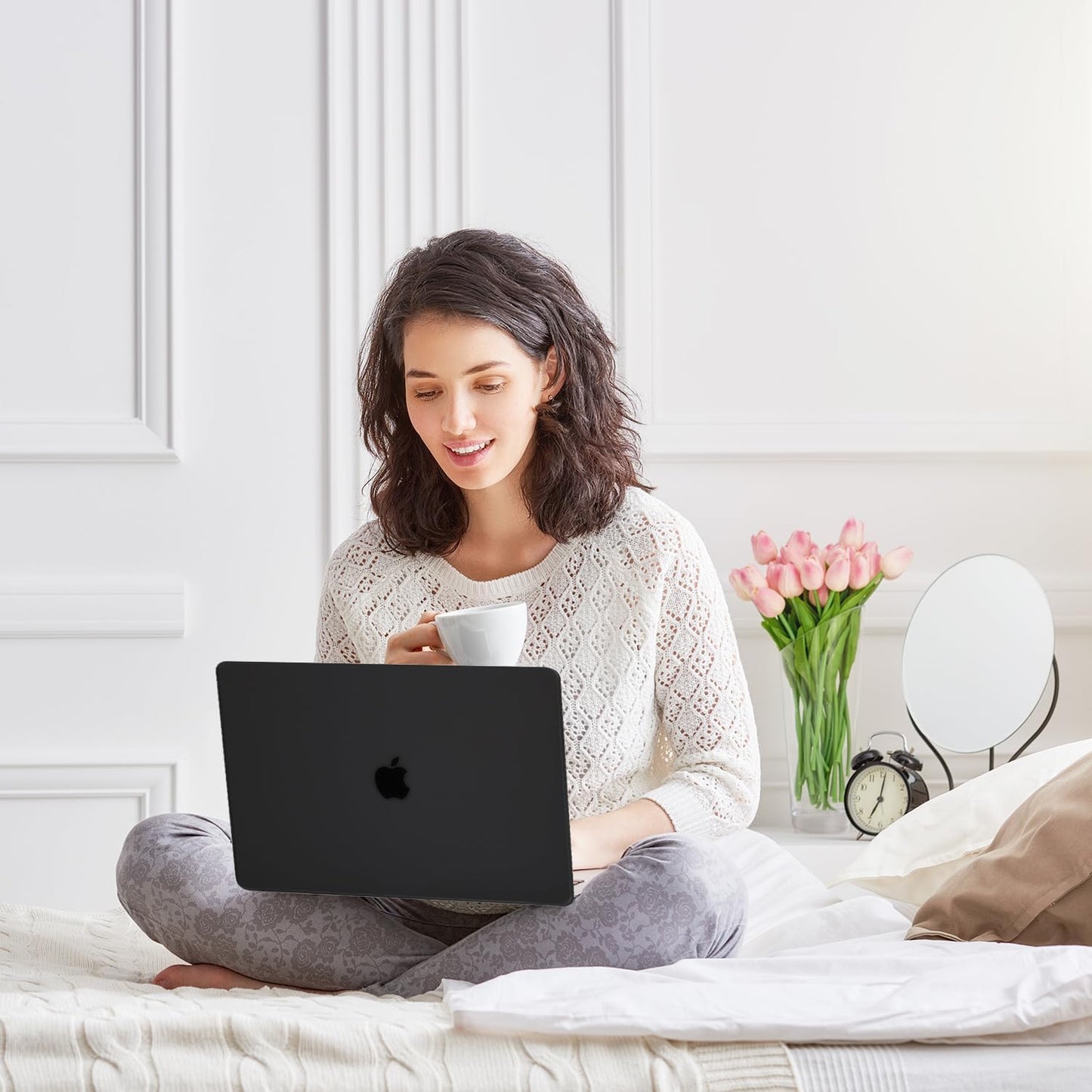 Matt Black Case for MacBook Pro 13 inch M2 M1 A2338 A2289 A2251 A2159 A1989 A1706 2023-2016 Release with Touch ID, 6 in 1 Plastic Hard Shell&Keyboard Cover&Screen Protector&Webcam Cover