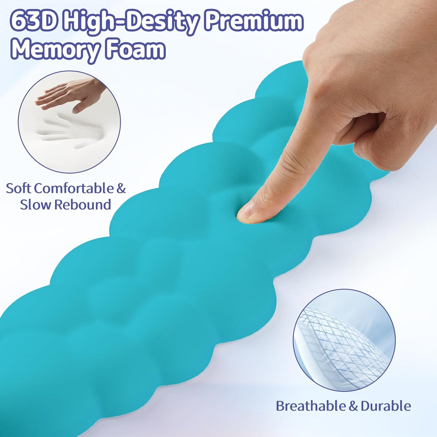 Cloud Wrist Rest Keyboard, Cloud Keyboard Wrist Pad Set with PU Leather Memory Foam, Cute Arm Rest for Palm Support, PC/Gaming Desk Accessories/Office Setup/Computer Hand Cushion - Scuba Blue