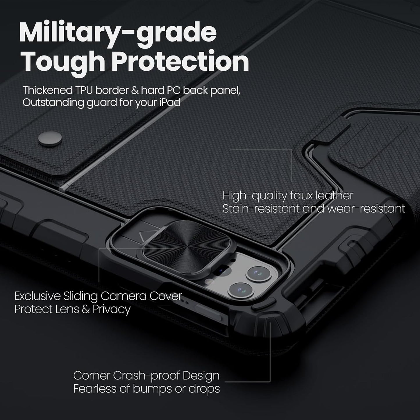 Nillkin iPad Air 11-inch (M3/M2) Case with Detachable Keyboard, iPad Pro 11(1st/2nd/3rd/4th Gen) & Air 5th/4th Generation Rugged Keyboard Case, 7 Colors Backlit, Trackpad, Portrait/Landscape Modes