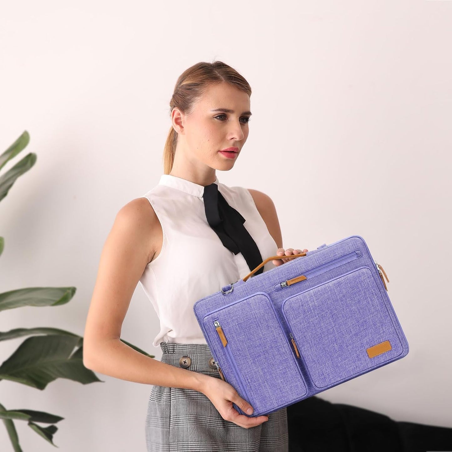 MOSISO 360 Protective Laptop Shoulder Bag,15-15.6 inch Computer Bags Compatible with MacBook Pro 16 inch, HP, Dell, Lenovo, Asus Notebook,Side Open Messenger Bag with 4 Zipper Pockets, Purple