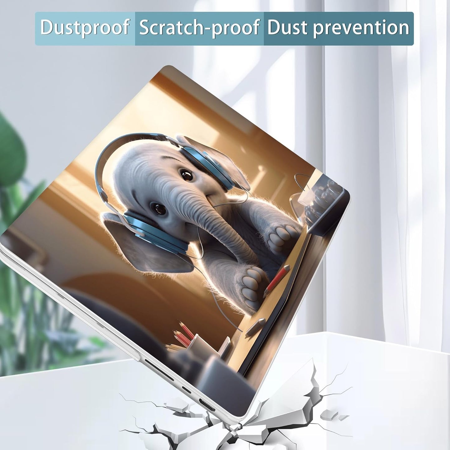 Tuiklol for M4 MacBook Pro 14 Inch Case 2024-2021 Release A3112 A3401 A3185/M3 A2918 A2992/M2 A2779/M1 A2442 Pro/Max Chip,Hard Shell Case with Screen Protector for Touch ID, Elephant