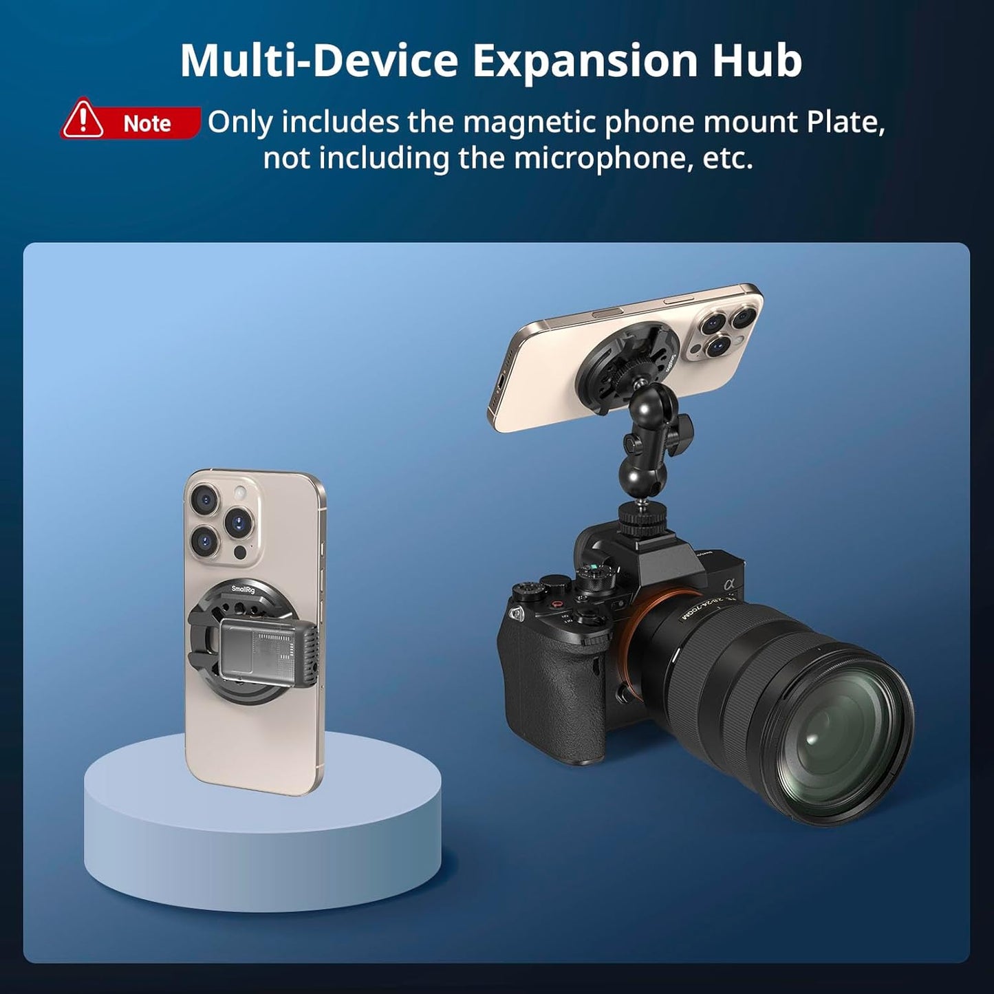 SMALLRIG Magnetic Phone Mount Plate for iPhone 17/16/15, with Cold Shoe Mount & 1/4"-20 Threaded Hole, for DJI Mic 2, Ball-Head Selfie Sticks, Vlogging, Live Streaming, Smartphone Filming-5155