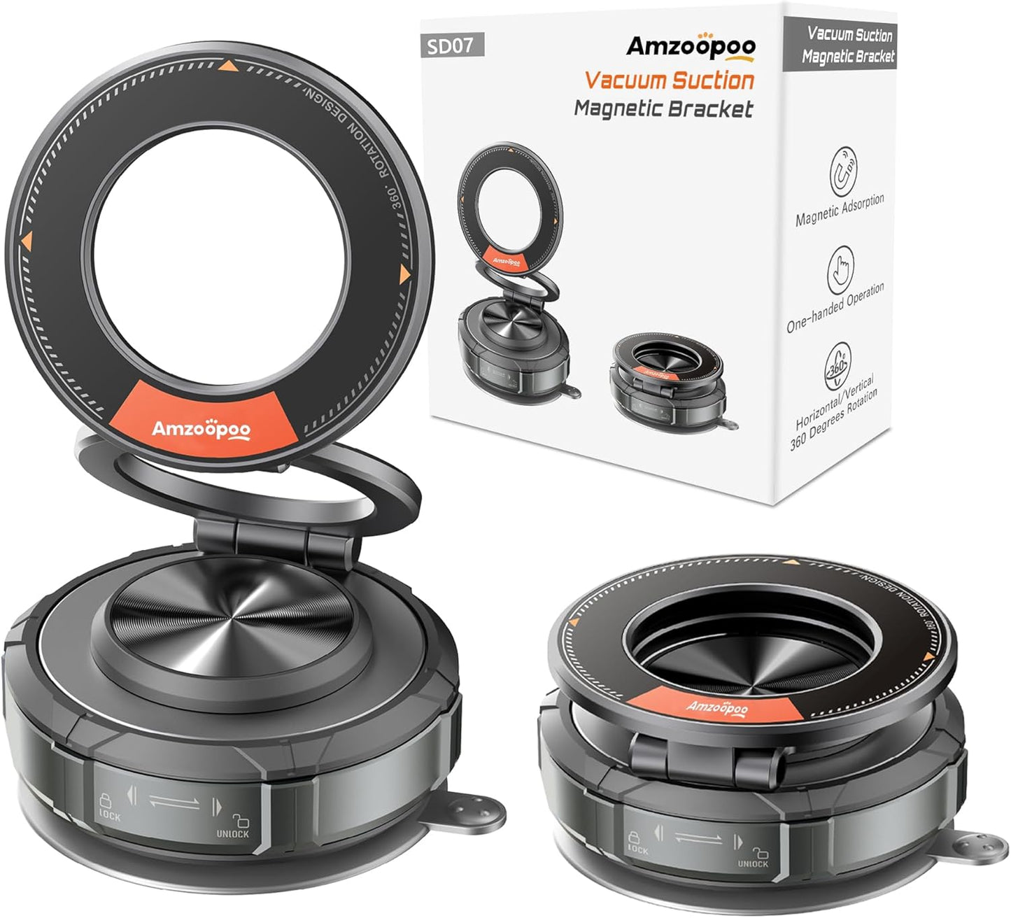 Phone Holders for Your Car Phone Holder Mount for MagSafe 360° Adjustable Vacuum Suction Magnetic Car Phones Mount Cellphone Holder for iPhone 16 15 14 13 12 Series and Android (Zinc Alloy)