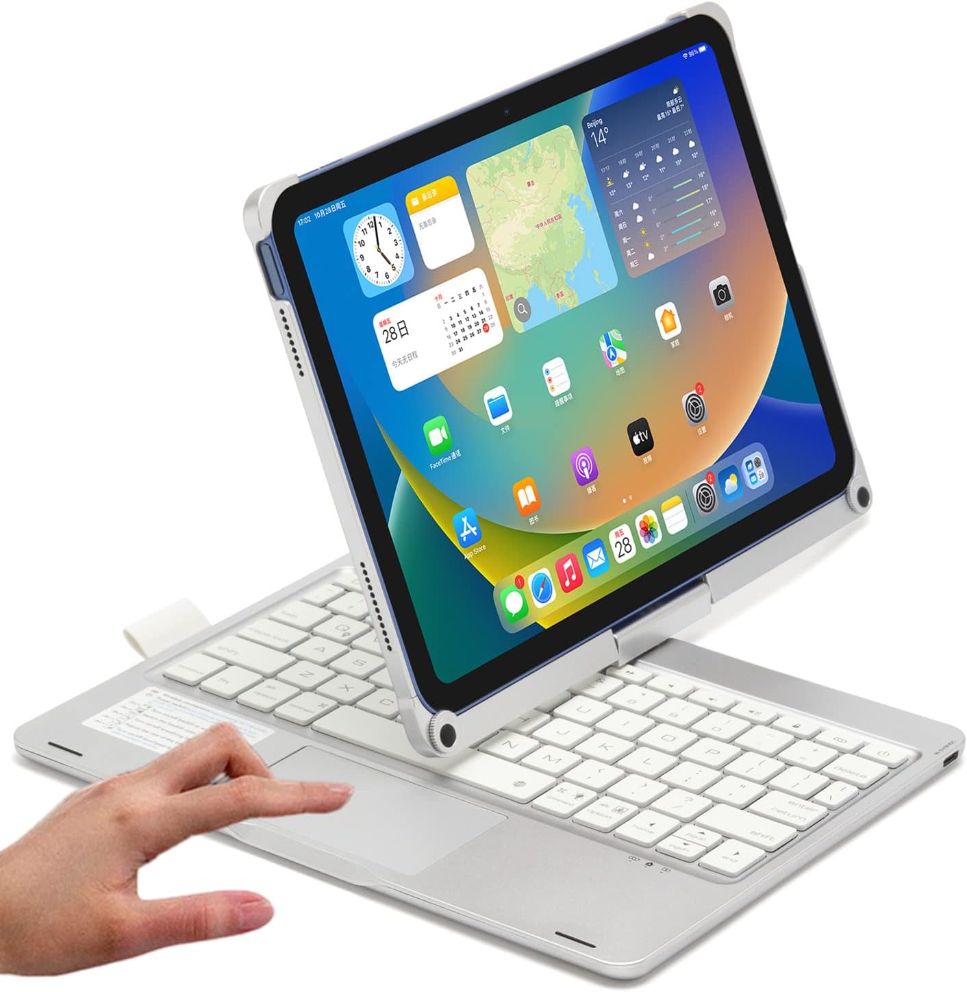 Rotatable Keyboard Case for iPad Air 11 Inch (M3/M2)/ Air5/Air4/iPad Pro11 2022/2021/2020, Backlits Bluetooth Touchpad Keyboard Smart Cover with Pencil Holder, Silver