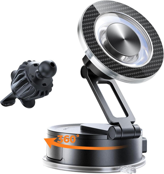 SUPERONE for Magsafe Car Mount [80+LBS Strongest Suction & 2400gf Strongest Magnetic] 360°Adjustable Vacuum Phone Holder for Your Car Accessories Fit iPhone 16 Pro Max 15 14 13 12 Plus MagSafe Case