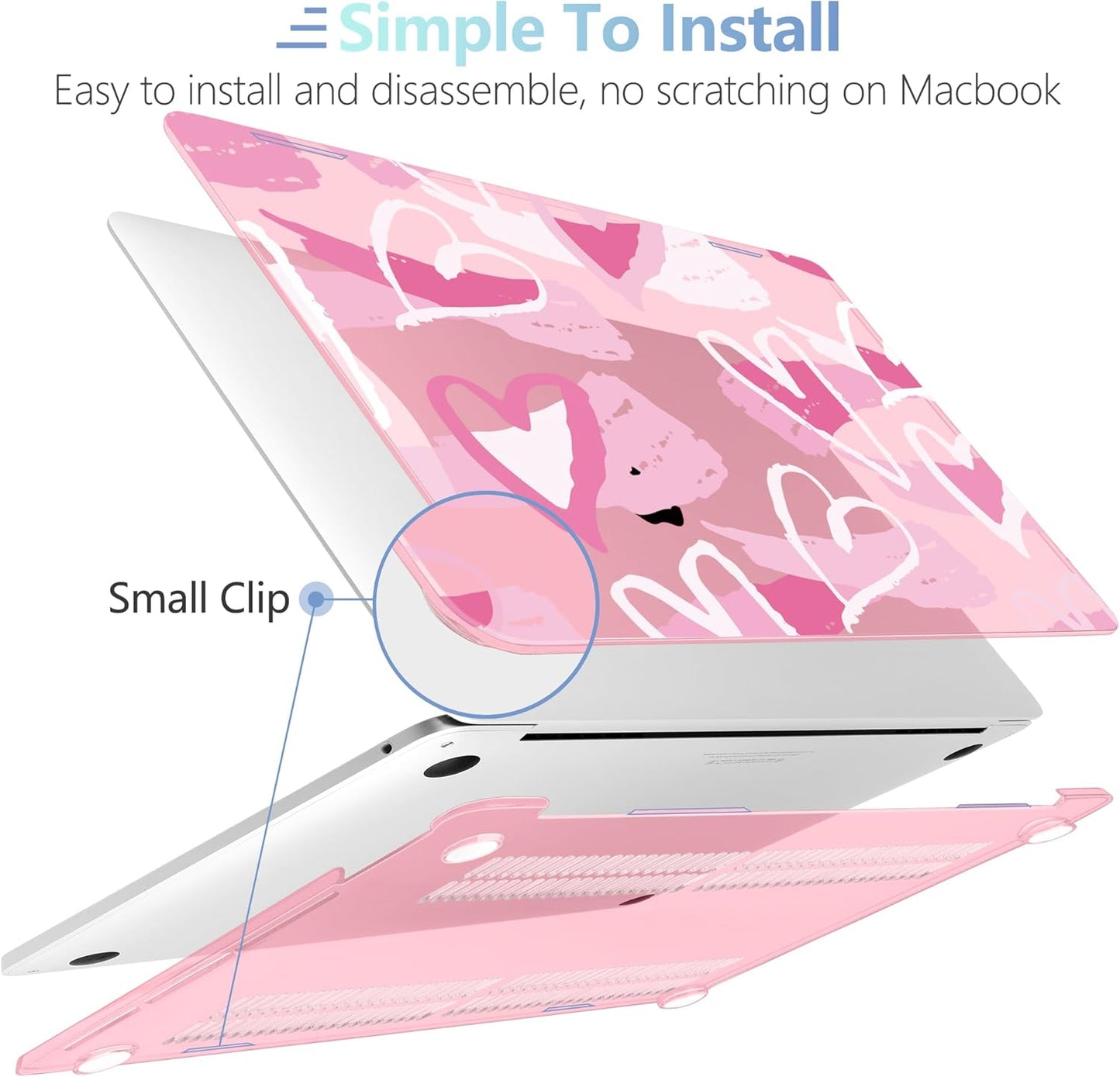 MEEgoodo Case for MacBook Pro 13 inch Case 2022 2021 2020 New A2338 M2/M1 A2251 A2289, Laptop Hard Shell with Keyboard & Camera Cover Compatible with 13 inch MacBook Pro, Fashion Heart Pattern