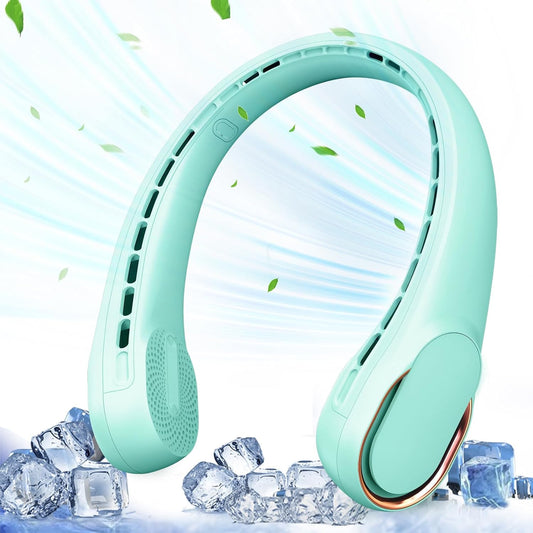 Portable Neck Fan, Neck Fans for Women, 4000 mAh Rechargeable Personal Fan,360° Hands Free Bladeless Fan, 3 Speeds Adjustable, Faster Cooling, Super Quiet, Suitable for Home, Office, Travel