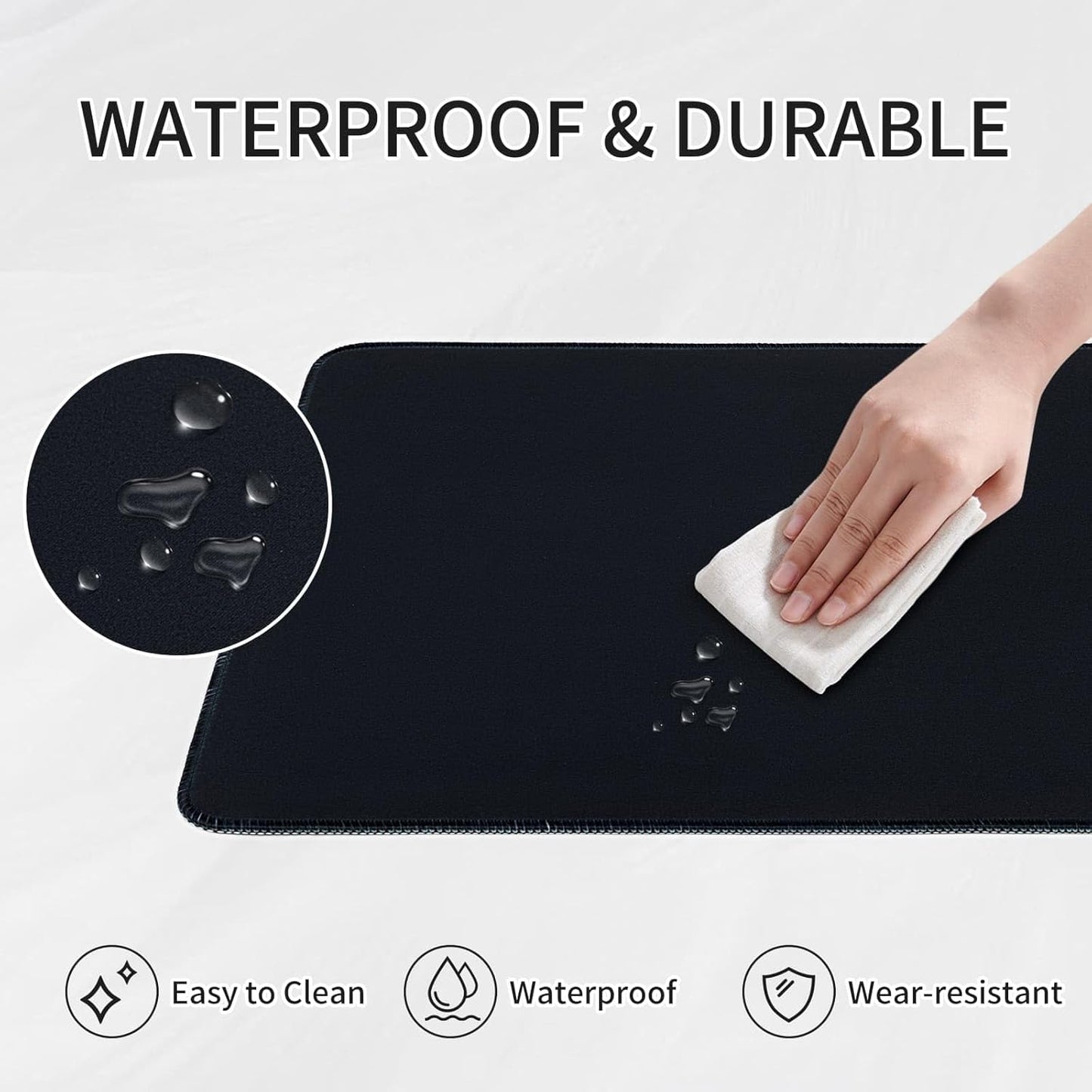 RAINYEAR Large Gaming Mouse Pad(31.5 x 11.8 Inch), Computer Mousepad with Anti-Slip Rubber Base, Smooth Large Keyboard Mouse Pad Mat for Gamer, Office, Home, Black