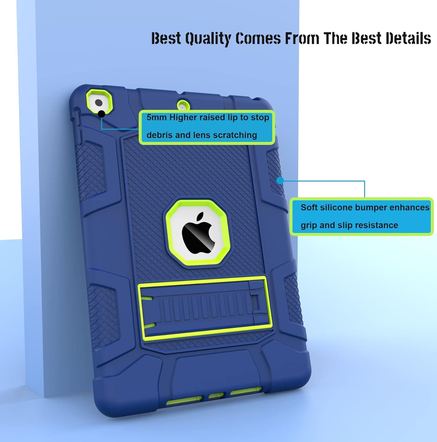 Rantice iPad 9th Generation Case, iPad 8th Generation Case, iPad 7th Generation Case, Hybrid Shockproof Rugged Drop Protection Cover with Kickstand for iPad 10.2'' (Navy+Green)