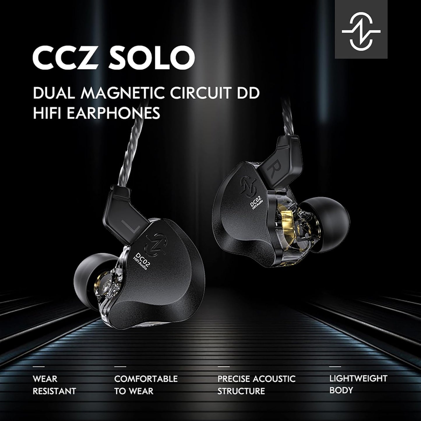 IN Ear Monitor Gaming Earbuds with MIC,CCZ DC02 IEM for Gaming Headphones,Dual Magnetic Circuit DD HIFI Earphones,Professional Earphone,Stereo Sound Earbuds,CCZ IEM Earphones with MIC(Black,With MIC)