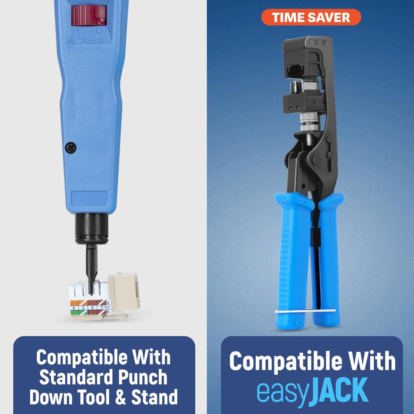 Everest 90° Angled RJ45 Cat6 Keystone Jacks 10-Pack in Light Almond - Slim Profile Female RJ45 Connectors - Cat 6 Keystone Jack - Compatible with 90° Angled Speed Termination Tool - easyJACK