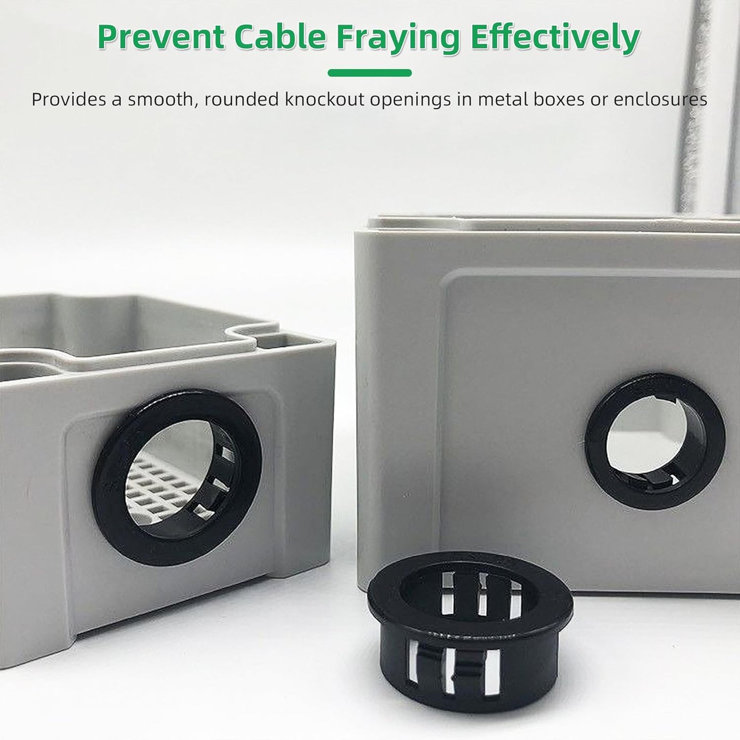 2"(50mm) Black Snap-in Knockout Insulating Bushing Grommets, Plastic Cable Hole Grommets for Wiring, Round Nylon Snap in Locking Electrical Wire Cord Hose & Tubing Bushings Grommets, 6pcs