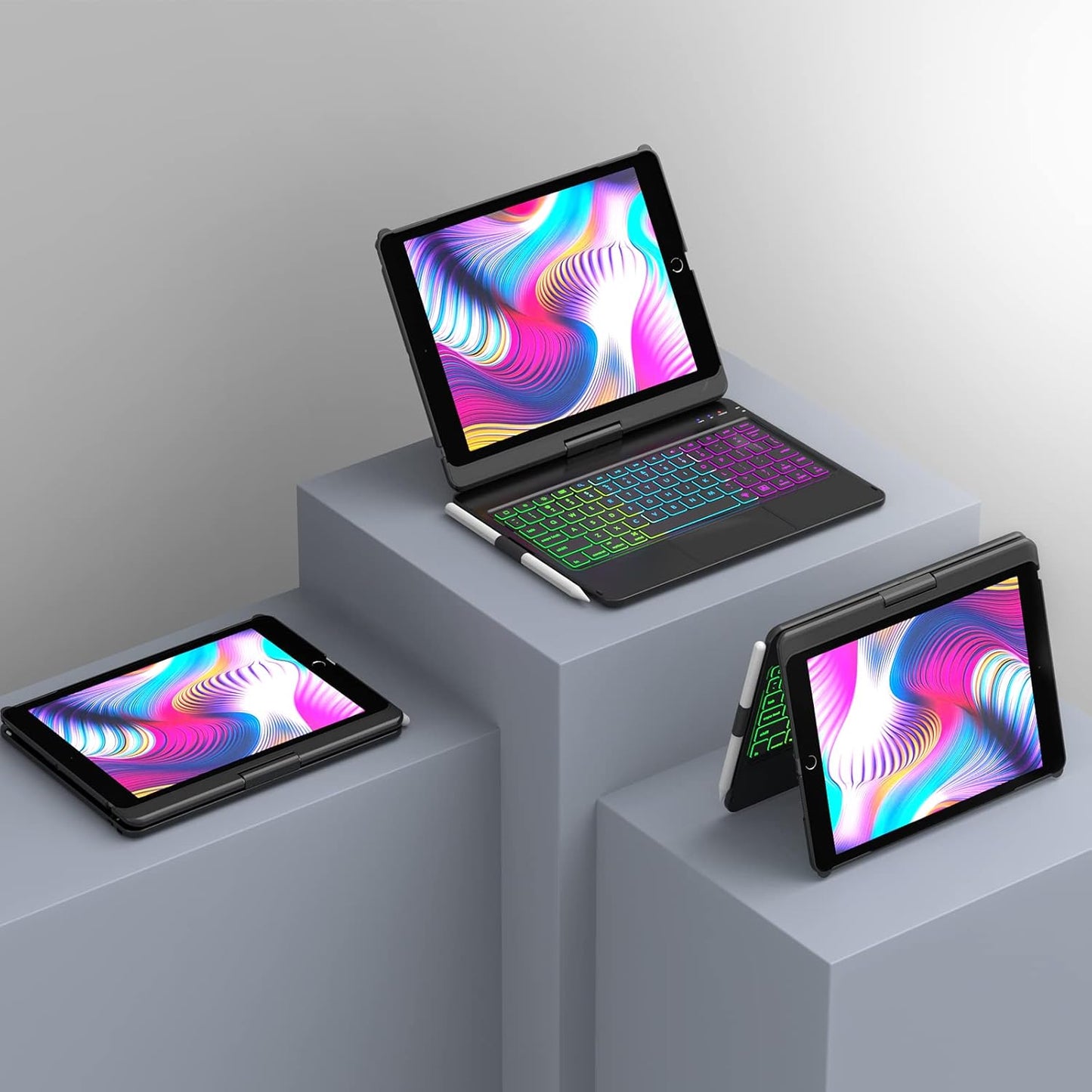 HOTLIFE Keyboard Case for iPad 10.2 9th/8th/7th Gen,Touch Keyboard for iPads 9th Generation/8th Gen/7th Gen-360° Rotatable Protective Cover-iPad Keyboard 9th/8th/7th Gen with Pencil Holder