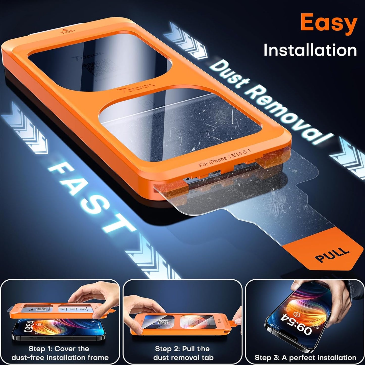 TOCOL for iPhone 14 Screen Protector 9H Hardness Military Grade Shatterproof HD Tempered Glass Full Coverage Easy Installation Case Friendly 2 Pack