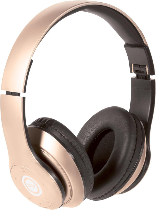iJoy Bluetooth Headphones Over Ear, Wireless and Wired Foldable Headset Built-in Microphone, FM, Micro SD Card Slot - (Gold) Adults Kids Men Women