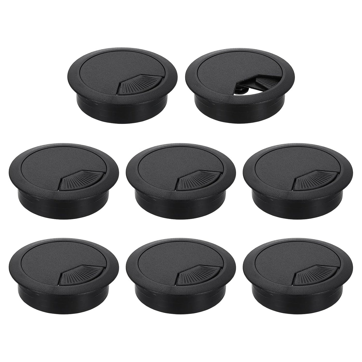 uxcell 8 Pcs 53mm (2.09 Inch) Desk Grommet, Plastic Cable Hole Cover, Wire Cord Cable Organizer for Home Office Computer Desk Cabinet, Black