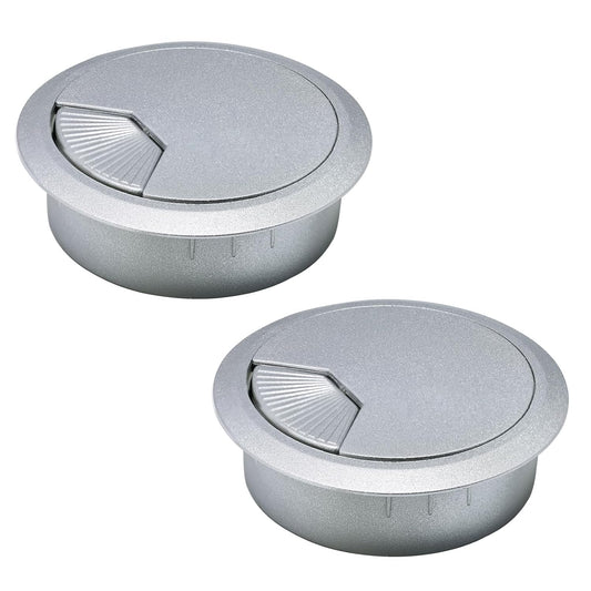 2 Pcs Desk Grommet 2" / 50 mm, Desk Cord Hole Cover, Cable Grommet ABS Plastic, Desk Hole Grommet for Home & Office Pc, Detachable Adjustable Cable Cord Organizer-Silvery